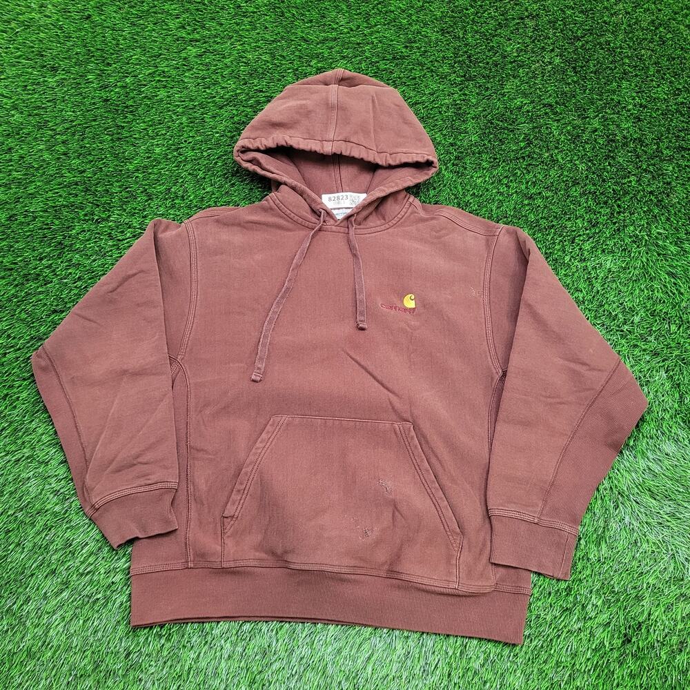 Carhartt WIP Brown Hooded Sweatshirt with Yellow Logo